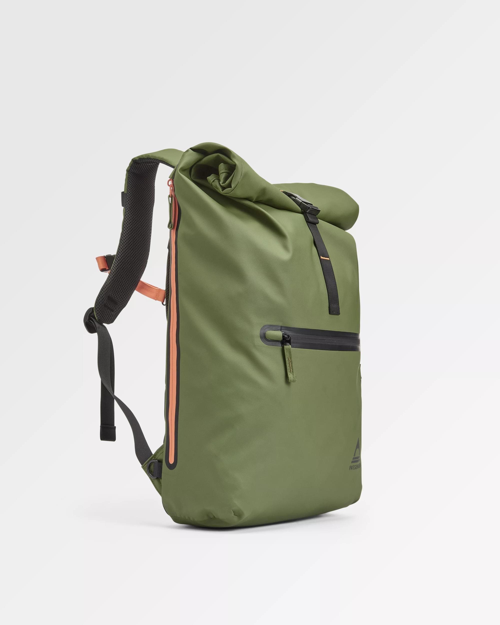 Crossing Roll Top Backpack - True Black/ Khaki - Flatlay