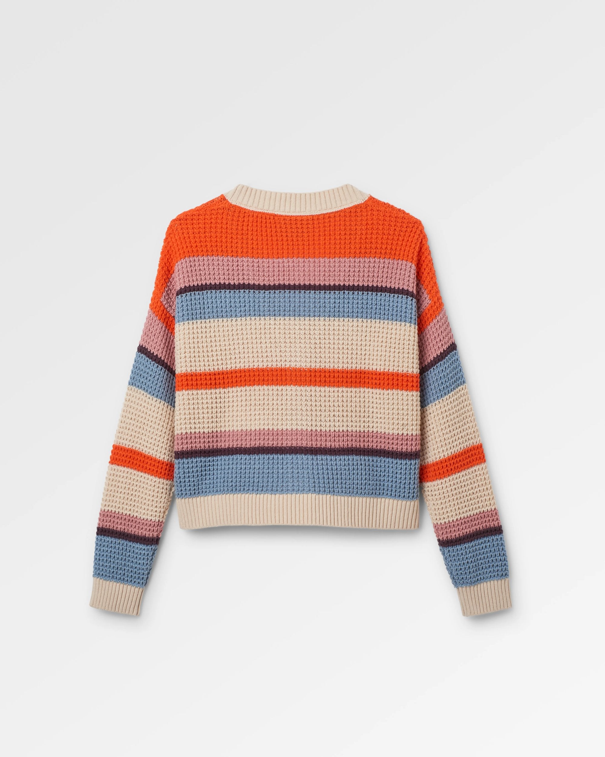 Reflection Open Knit Stripey Cardigan - Multi Vintage White Stripe - Flatlay