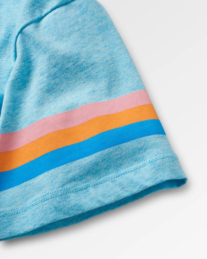 Poinsettia Organic Cotton T-Shirt - Soft Blue Pool Marl - Flatlay