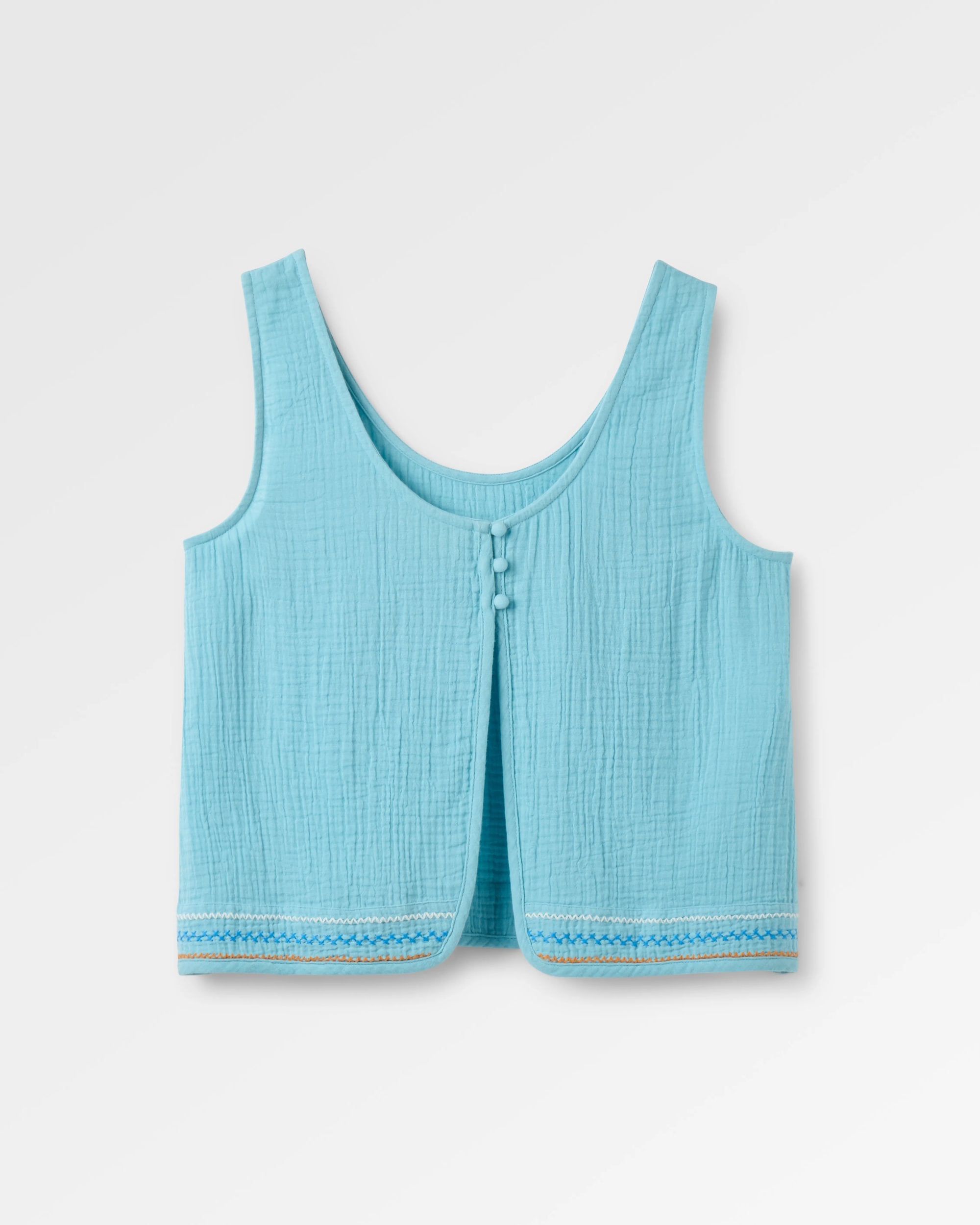 Waveney Top - Retro Blue  - Flatlay