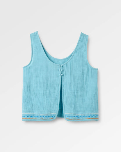Waveney Top - Retro Blue  - Flatlay
