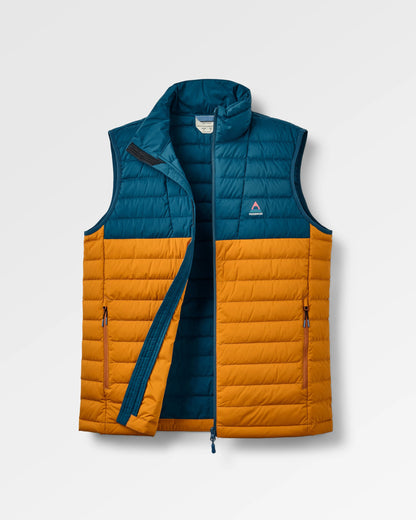 Ashland Down Recycled Gilet - Retro Orange/Tidal Blue - Flatlay
