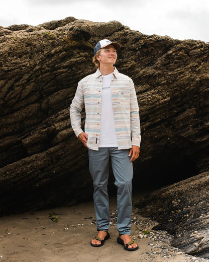 Amboro Organic Cotton Shirt - Patchwork Stripe Birch - Lifestyle