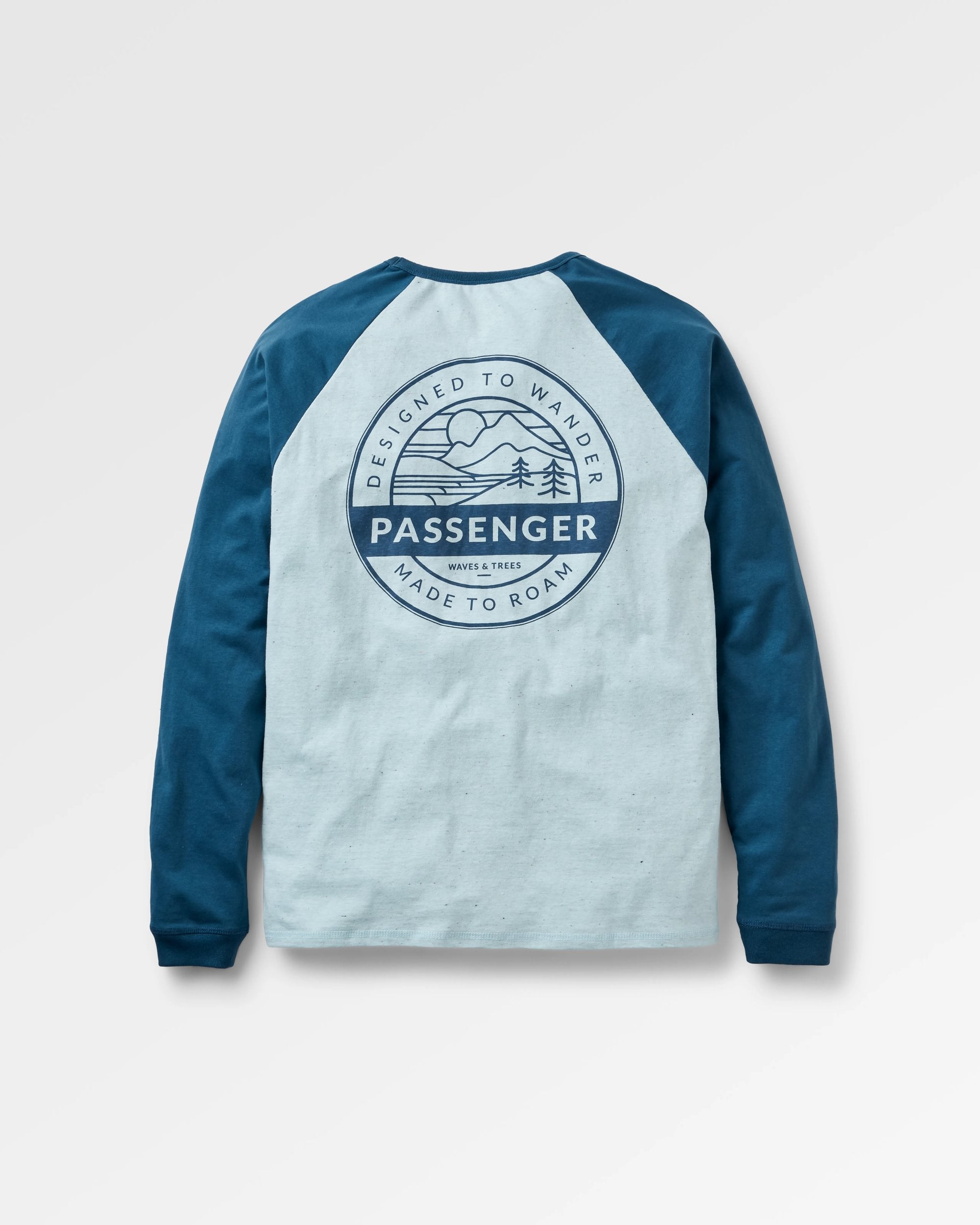 Odyssey Recycled Cotton Raglan T-Shirt - Ice Blue - Flatlay