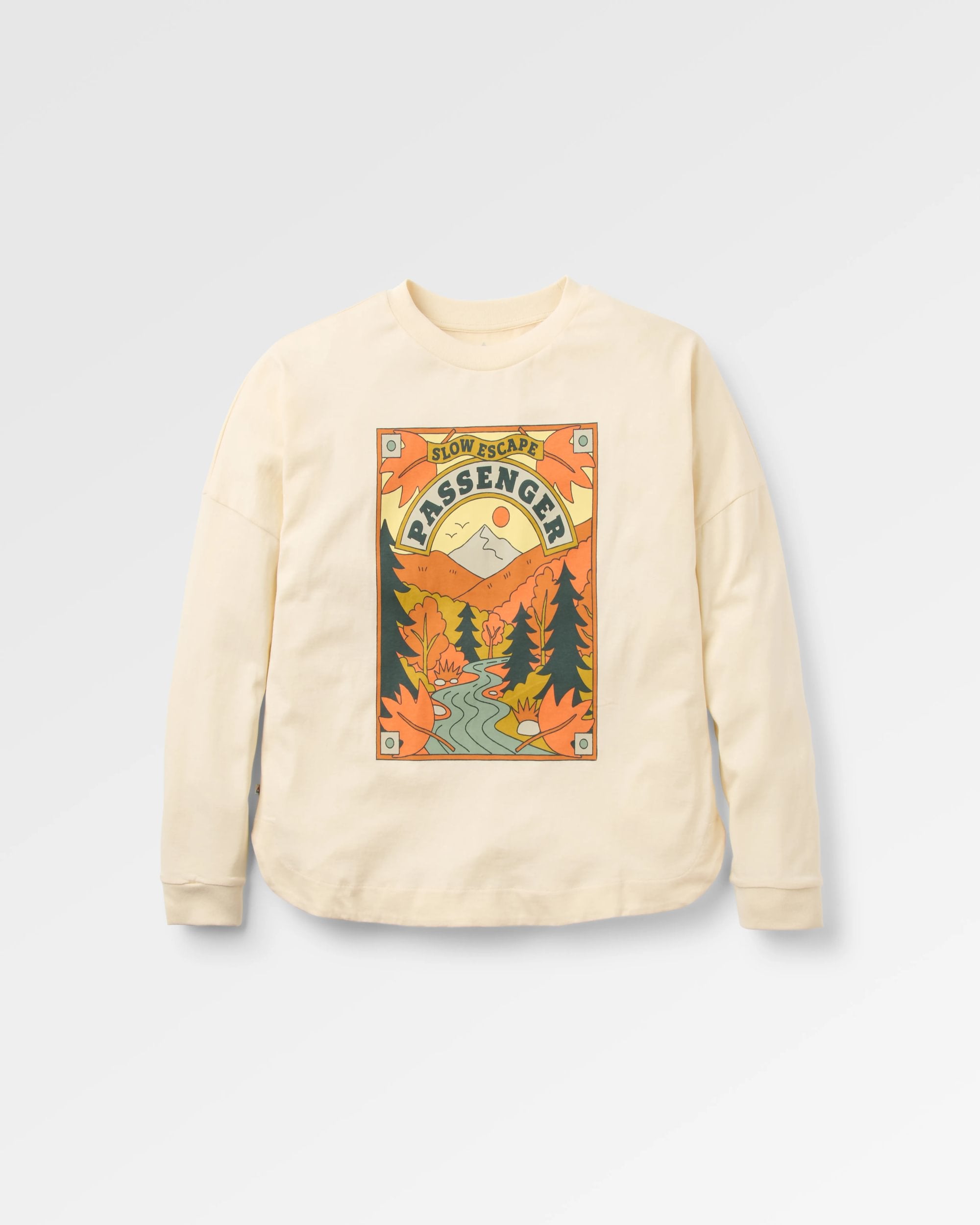 Rambling Recycled Cotton LS T-Shirt - Birch - Flatlay