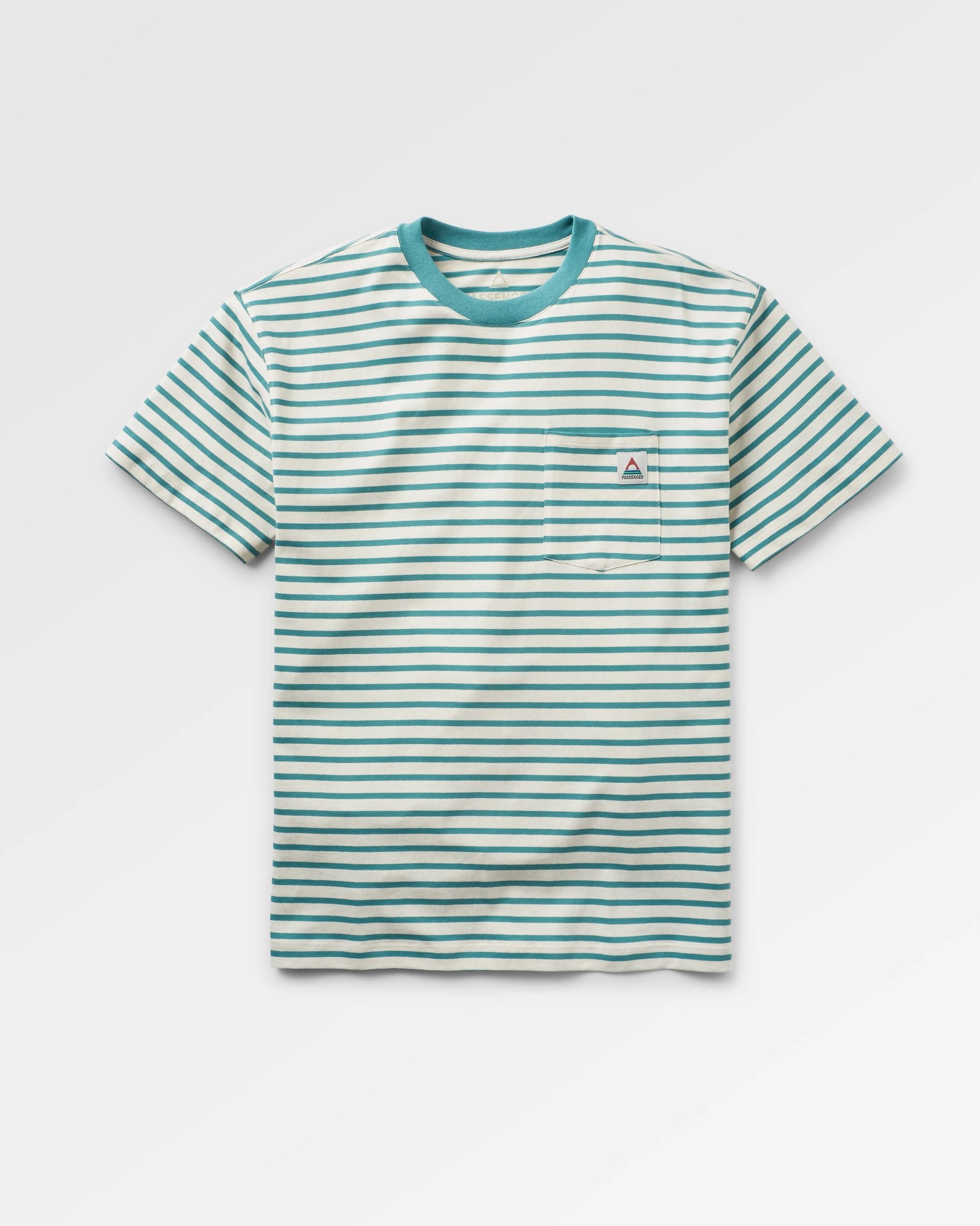Zen Recycled Cotton Relaxed Fit T-Shirt - Deep Sea Stripe - Flatlay