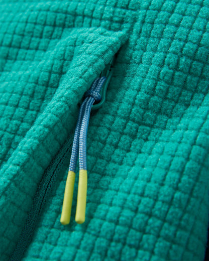 Off Trail Recycled Grid Polar Fleece - Rich Navy/Green Lake - Flatlay