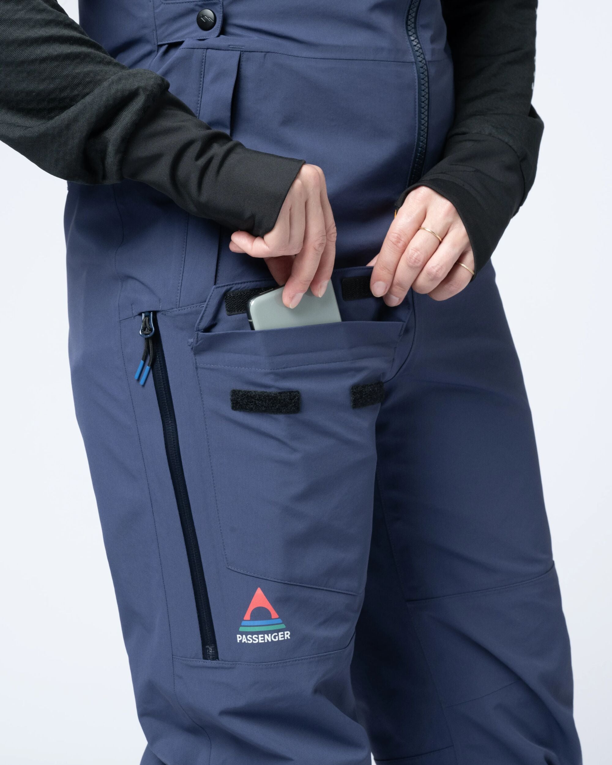 Snowscape Women's Recycled Bibpant - Rich Navy - Flatlay