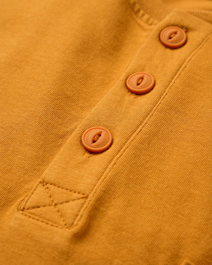 Heritage Relaxed Fit Henley T-shirt - Retro Orange - Flatlay