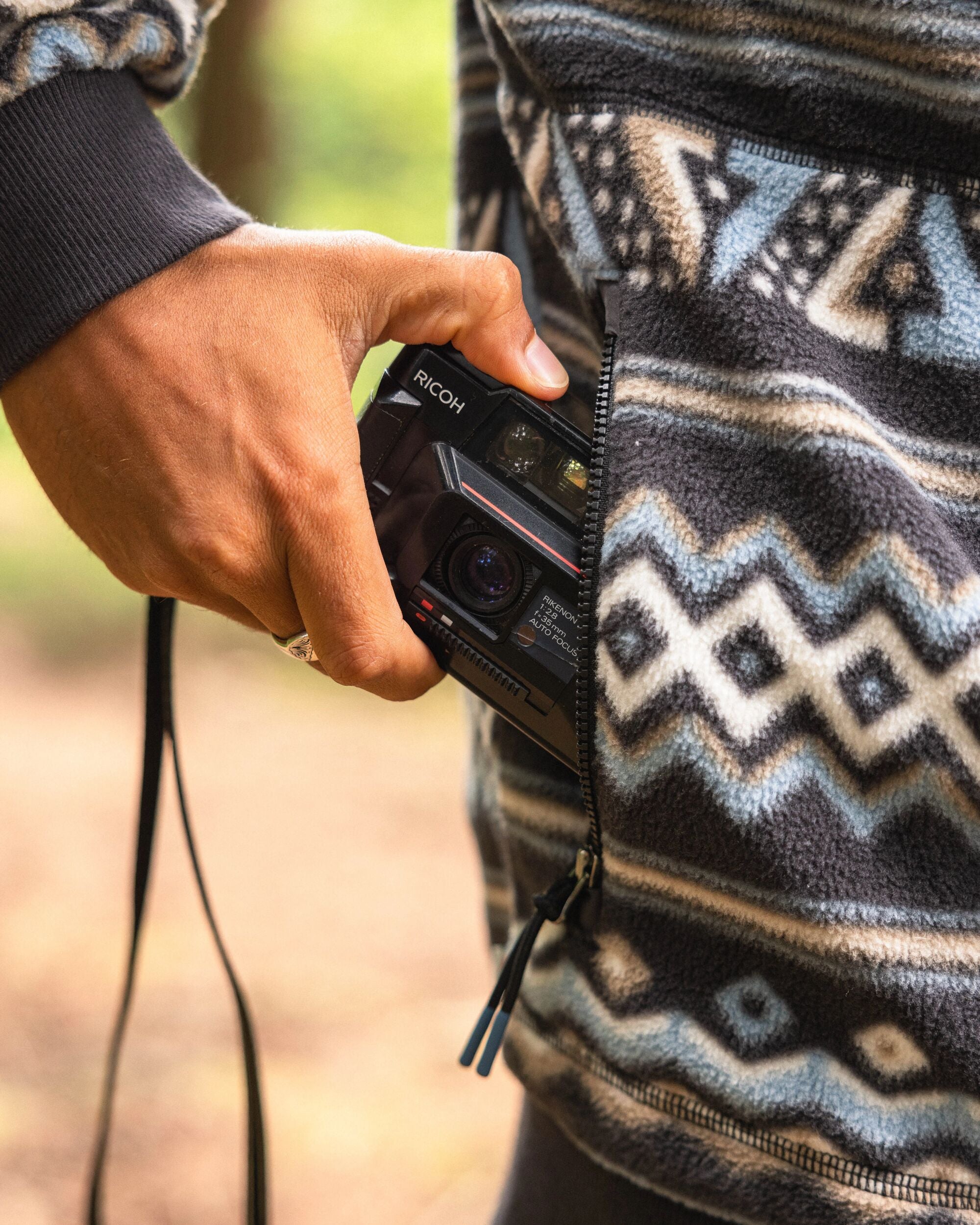 Take It Easy Polar Fleece - Geo Stripe Faded Black  - Lifestyle