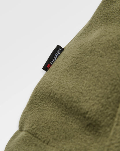 Woodland Hooded 1/2 Zip Recycled Polartec® Fleece - Black/Khaki - Flatlay