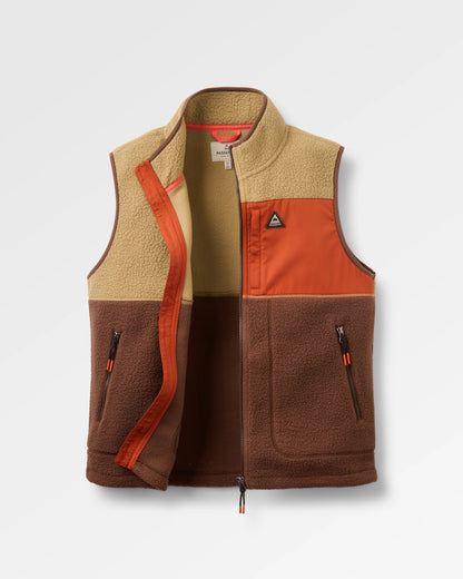 Home Full Zip Sherpa Gilet - Biscuit/Chestnut - Flatlay
