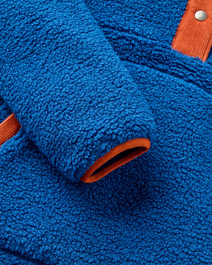 Clover Sherpa Fleece Hooded Pullover - Blue Navy - Flatlay
