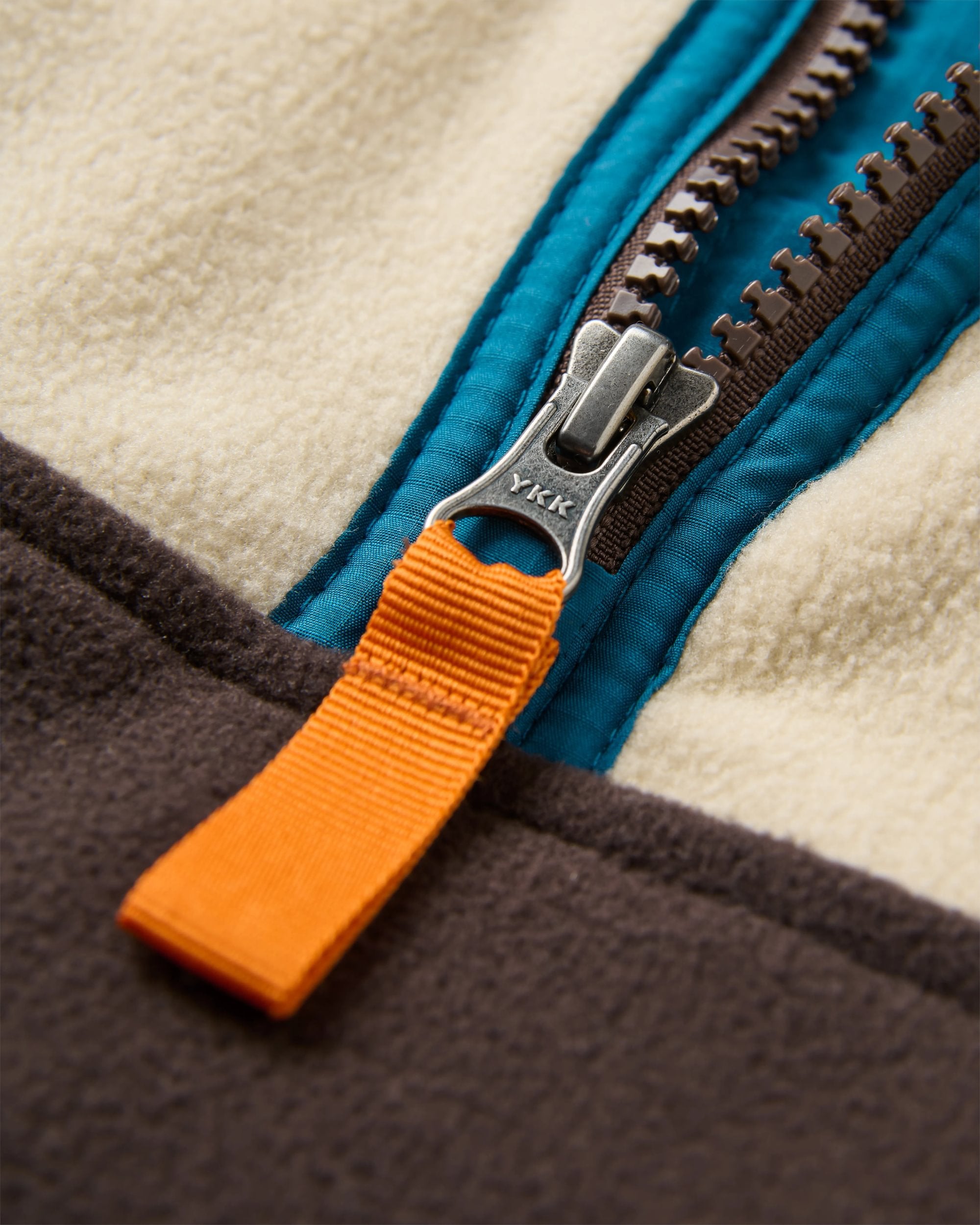 Set Off Recycled Polar 1/4 Zip Fleece - Oatmeal/Espresso - Flatlay