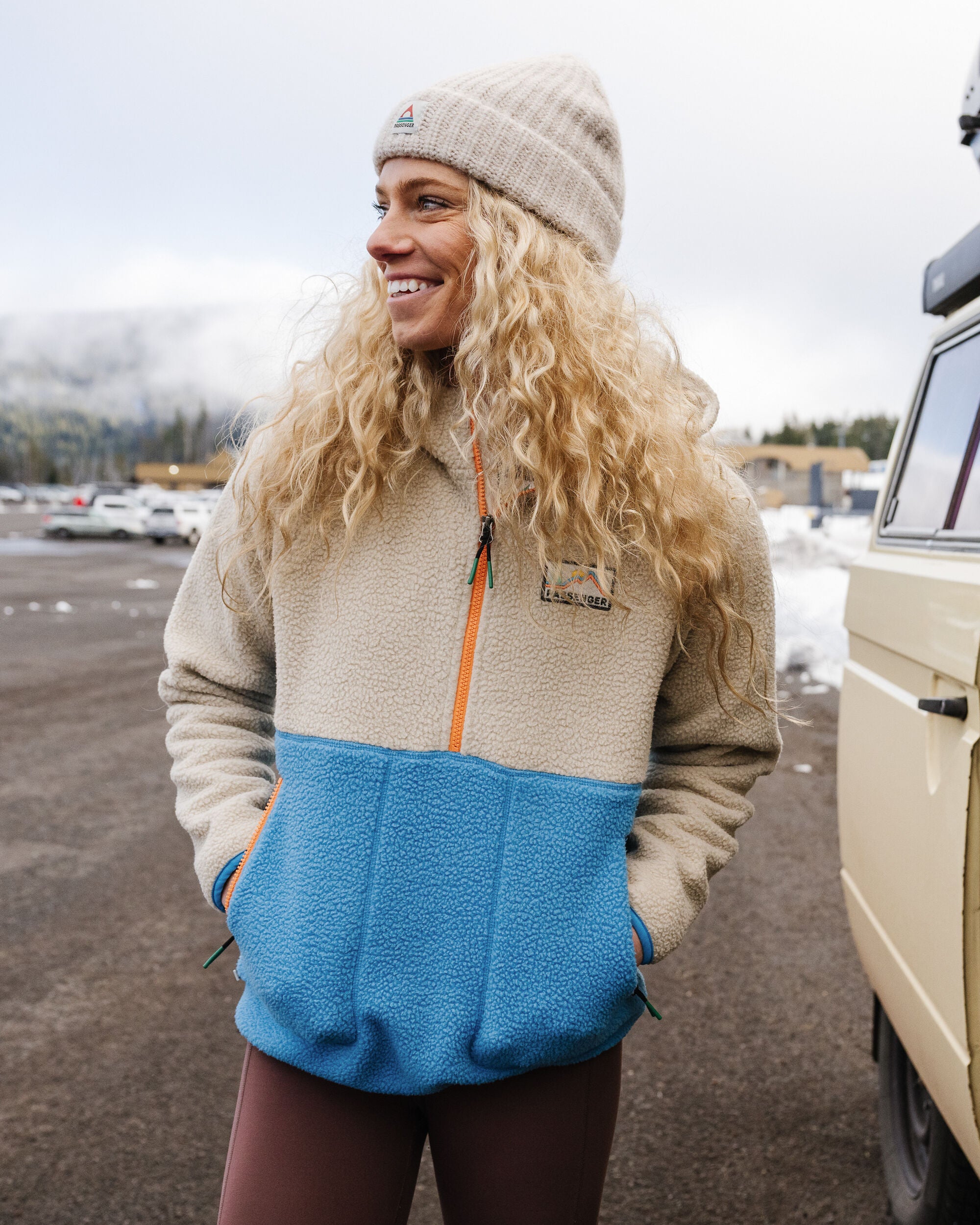 Maine 1/2 Zip Recycled Sherpa Fleece - Atlantic Blue - Lifestyle