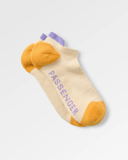 Organic Trainer Socks - Birch - Flatlay