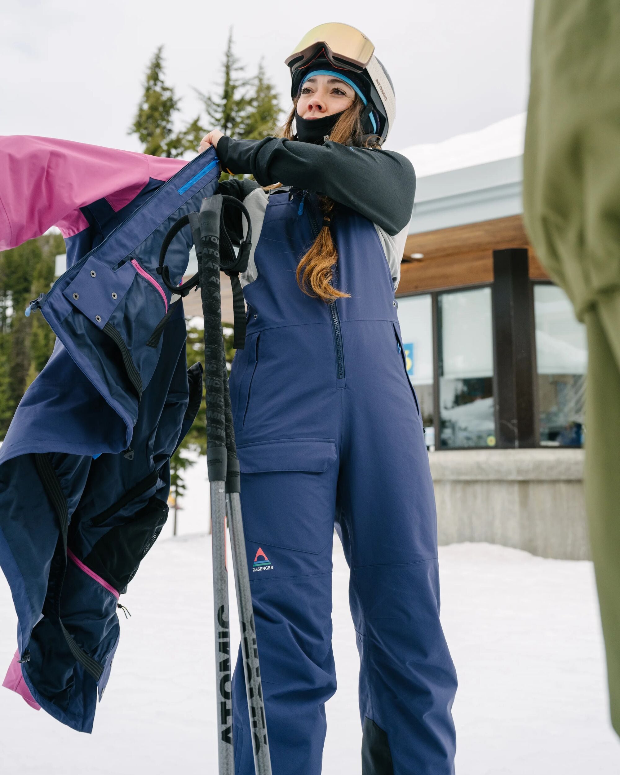 Snowscape Women's Recycled Bibpant - Rich Navy - Lifestyle