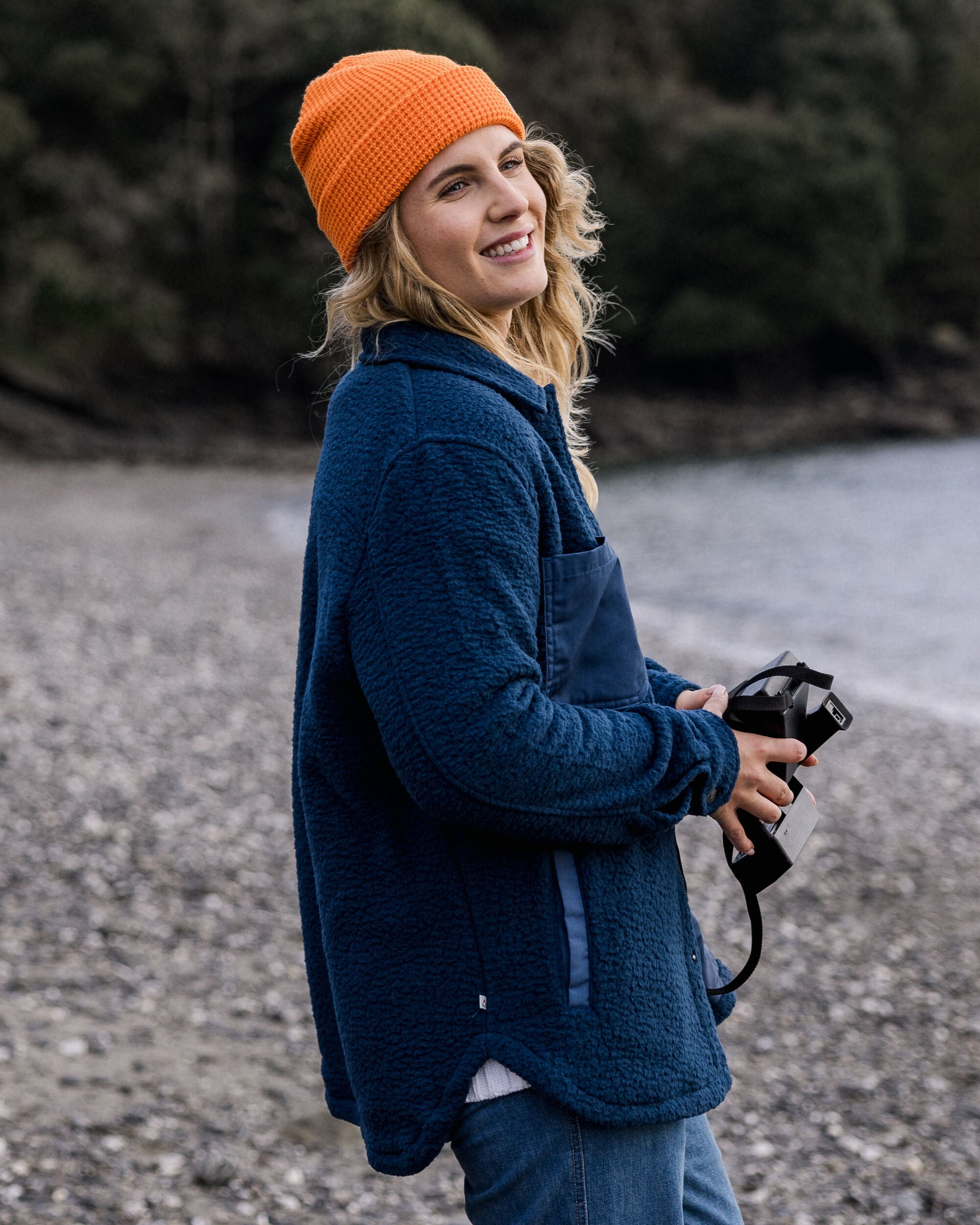 Rappel Recycled Sherpa Oversized Shirt - Dark Denim - Lifestyle