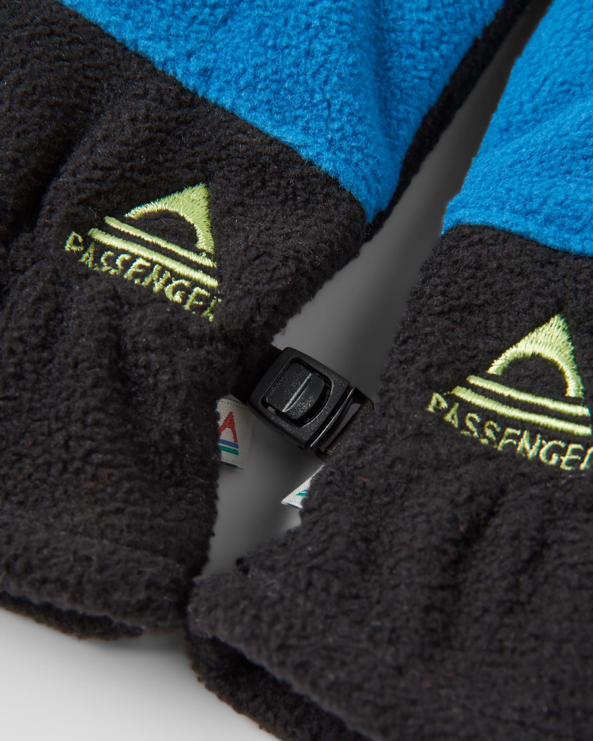 Daytrip Recycled Polar Fleece Touch Screen Gloves - Black/Tidal Blue - Flatlay