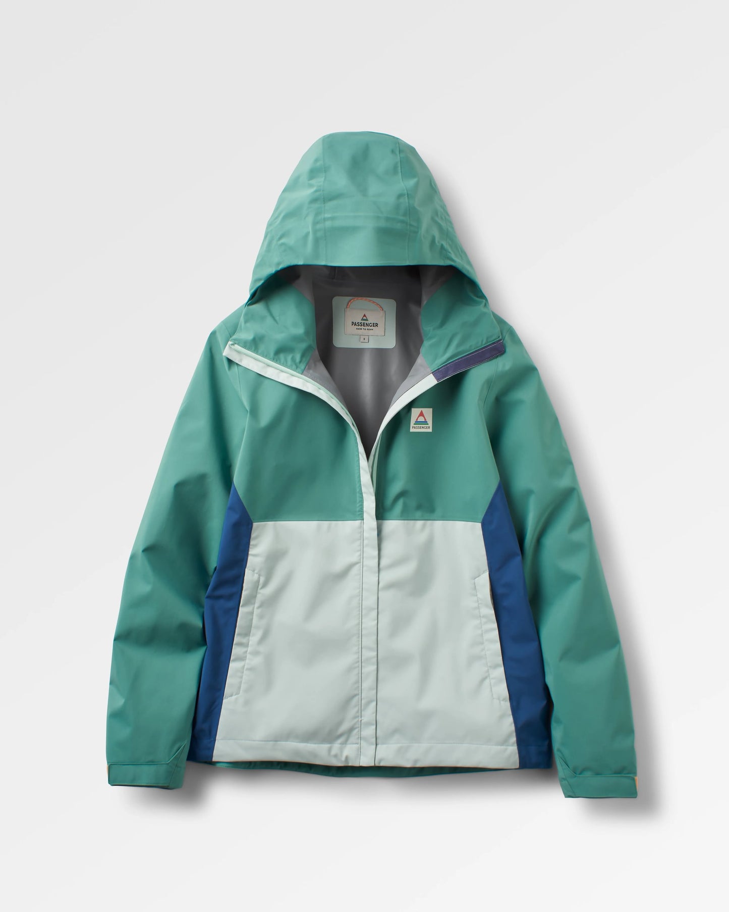 Rainstorm Recycled Waterproof Jacket - Deep Sea/Surf Spray - Flatlay