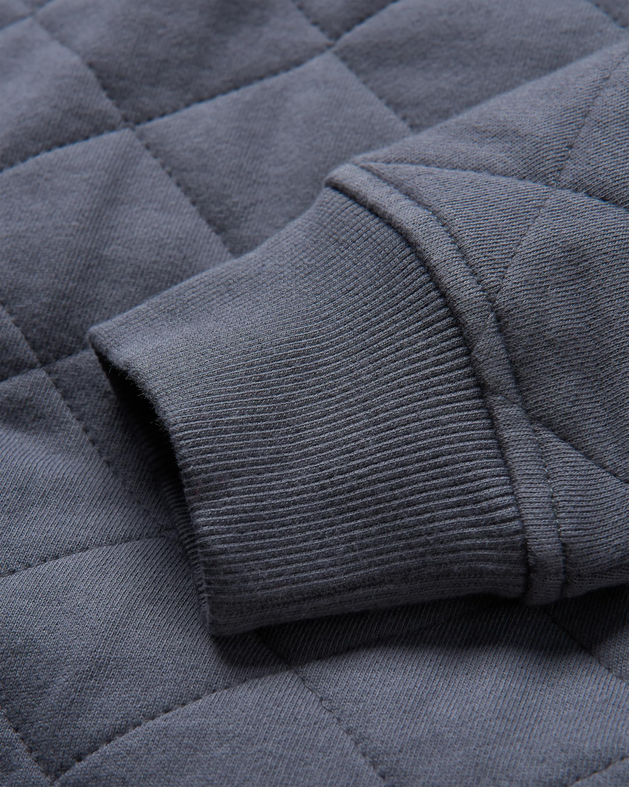 Bark Recycled Quilted Popper Up Sweatshirt - Charcoal - Flatlay