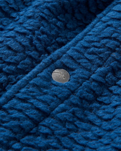 Rappel Recycled Sherpa Oversized Shirt - Dark Denim - Flatlay