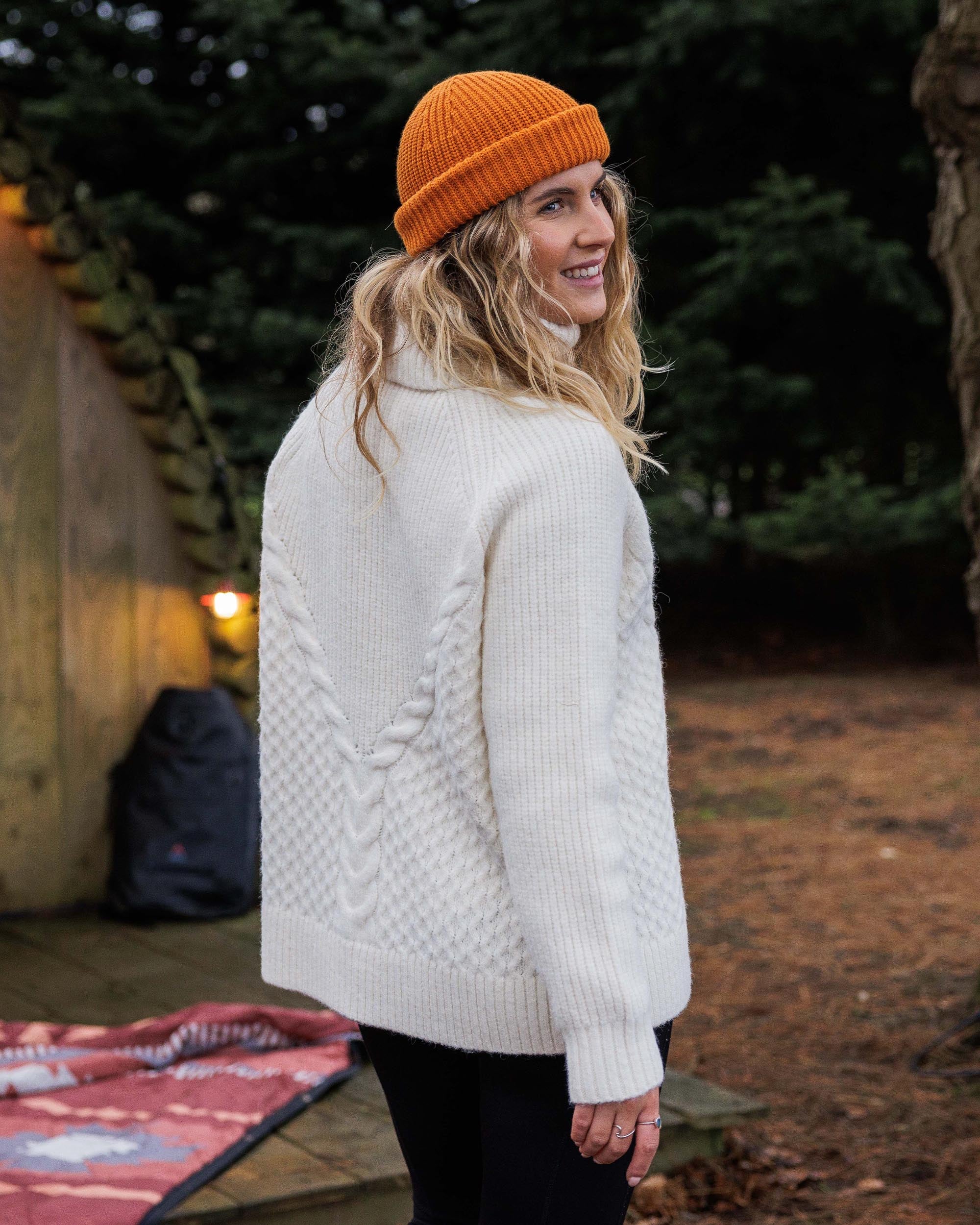 Snuggle Recycled Knitted Polo Neck - Off White - Lifestyle