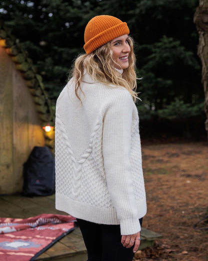 Snuggle Recycled Knitted Polo Neck - Off White - Lifestyle