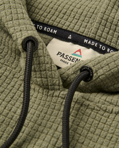 Point Grid Recycled Fleece Hoodie - Dusty Olive - Flatlay