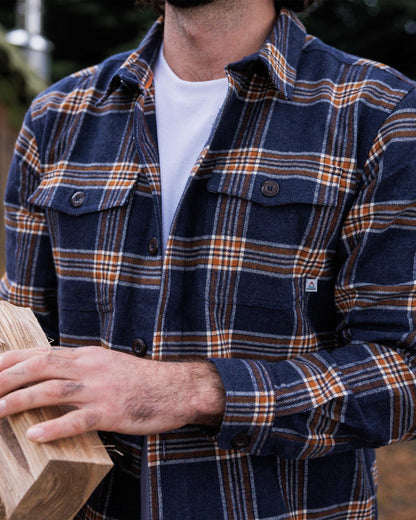 Rustic Organic Cotton Heavyweight Overshirt - Rich Navy Check - Lifestyle
