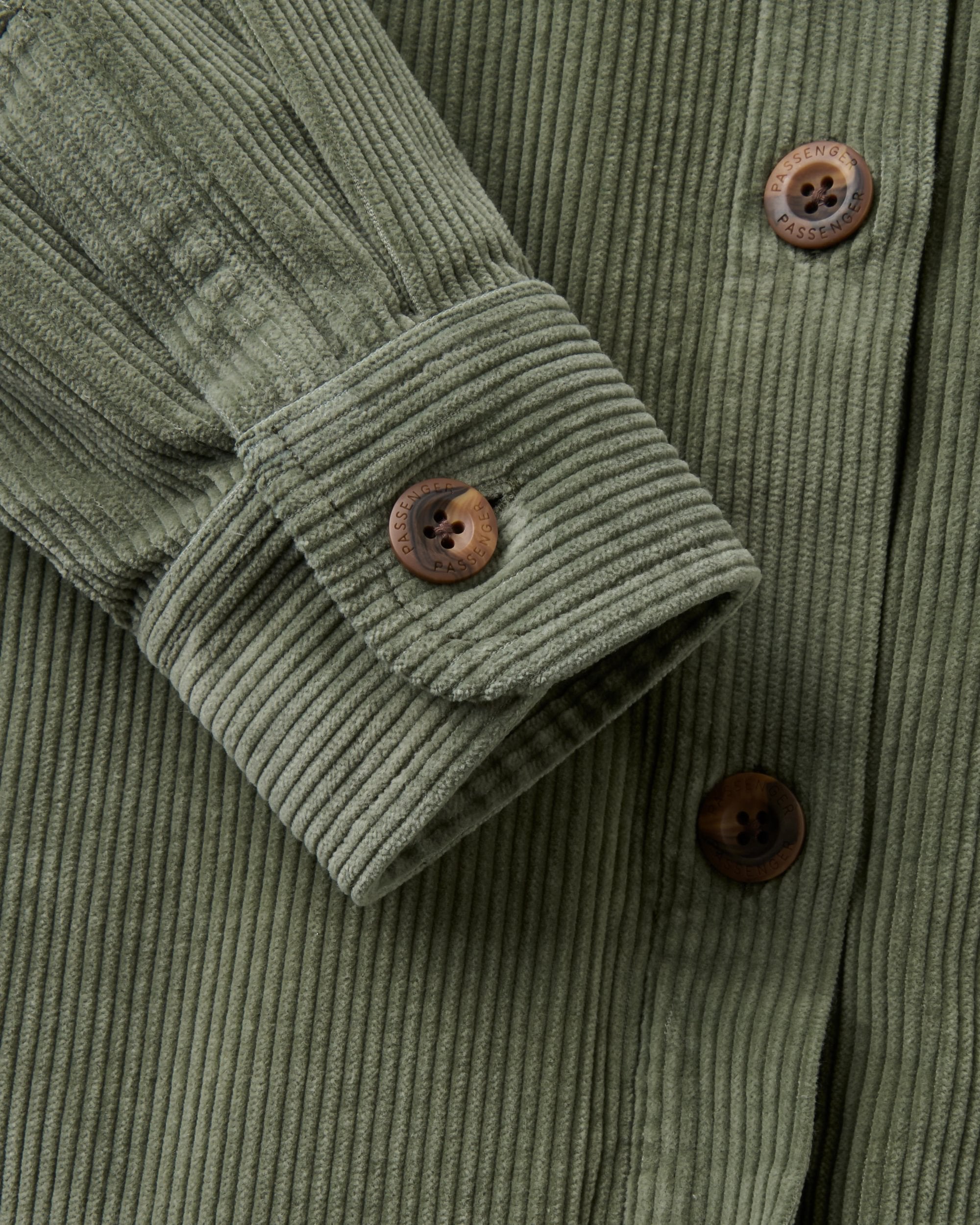 Stella Cord Shirt Dress - Dusty Olive - Flatlay