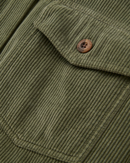 Stella Cord LS Shirt - Dusty Olive - Flatlay