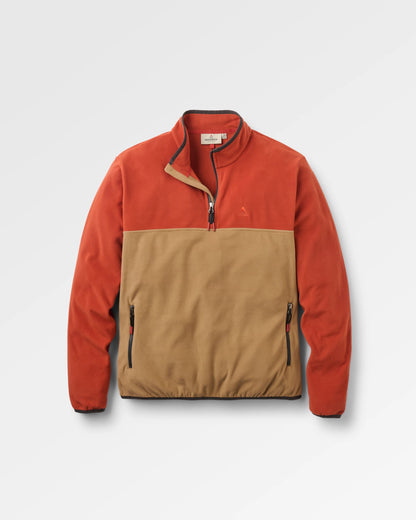 Set Off Polartec® 1/4 Zip Fleece - Dark Rust/Caramel - Flatlay