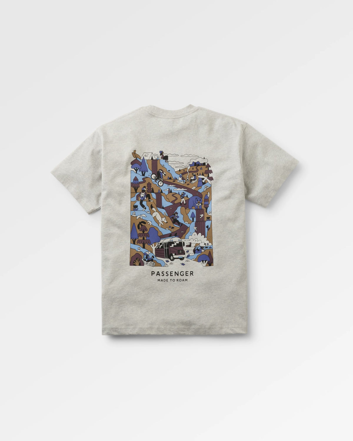 Slower Rhythms Relaxed Fit T-Shirt - Grey Marl - Flatlay