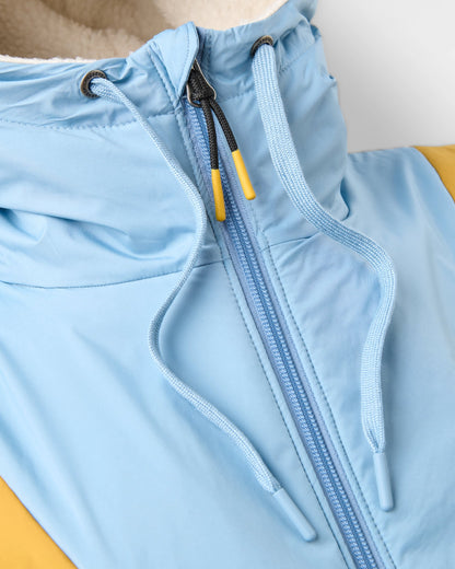 Joy Full Zip Lined Hooded Sherpa Fleece - White Sand - Flatlay