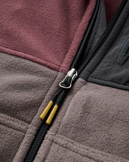 Woodland Full Zip Hooded Polar Fleece - Brambleberry/Slate Grey - Flatlay