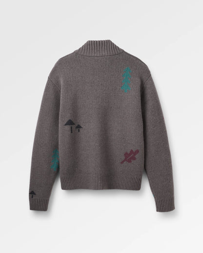 Woodburn Full-Zip Knitted Jumper - Slate Grey - Flatlay