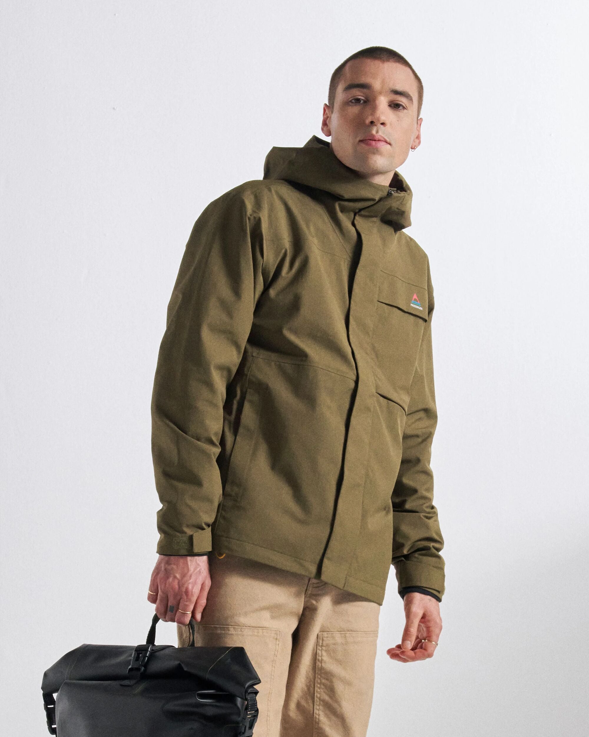 Overland Waterproof Jacket - Dark Olive - Studio Model