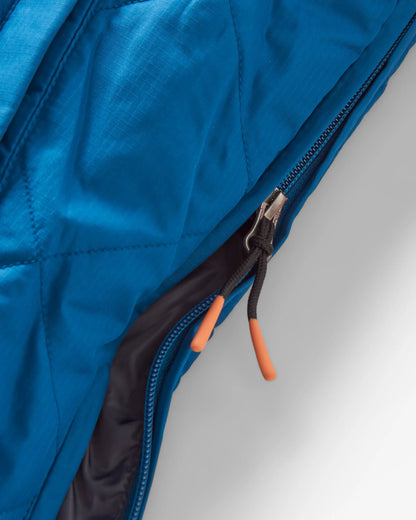 Oceanic Recycled Insulated 1/2 Zip Jacket - Tidal Blue/Burnt Orange - Flatlay
