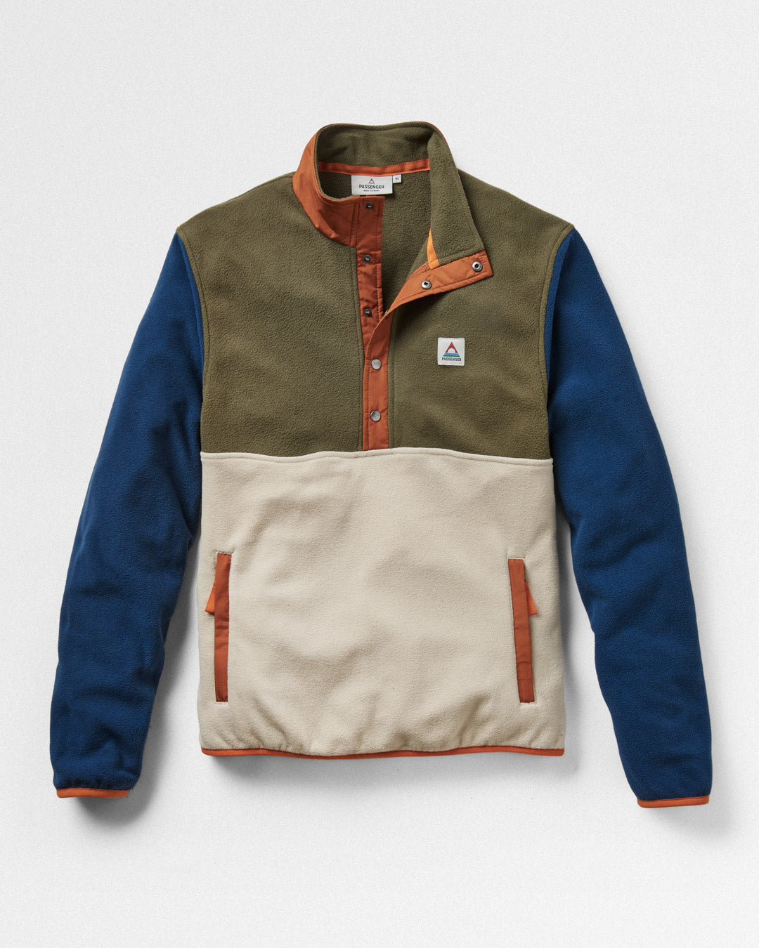 Adrift Recycled Polar Fleece - Khaki/Oatmeal - Flatlay