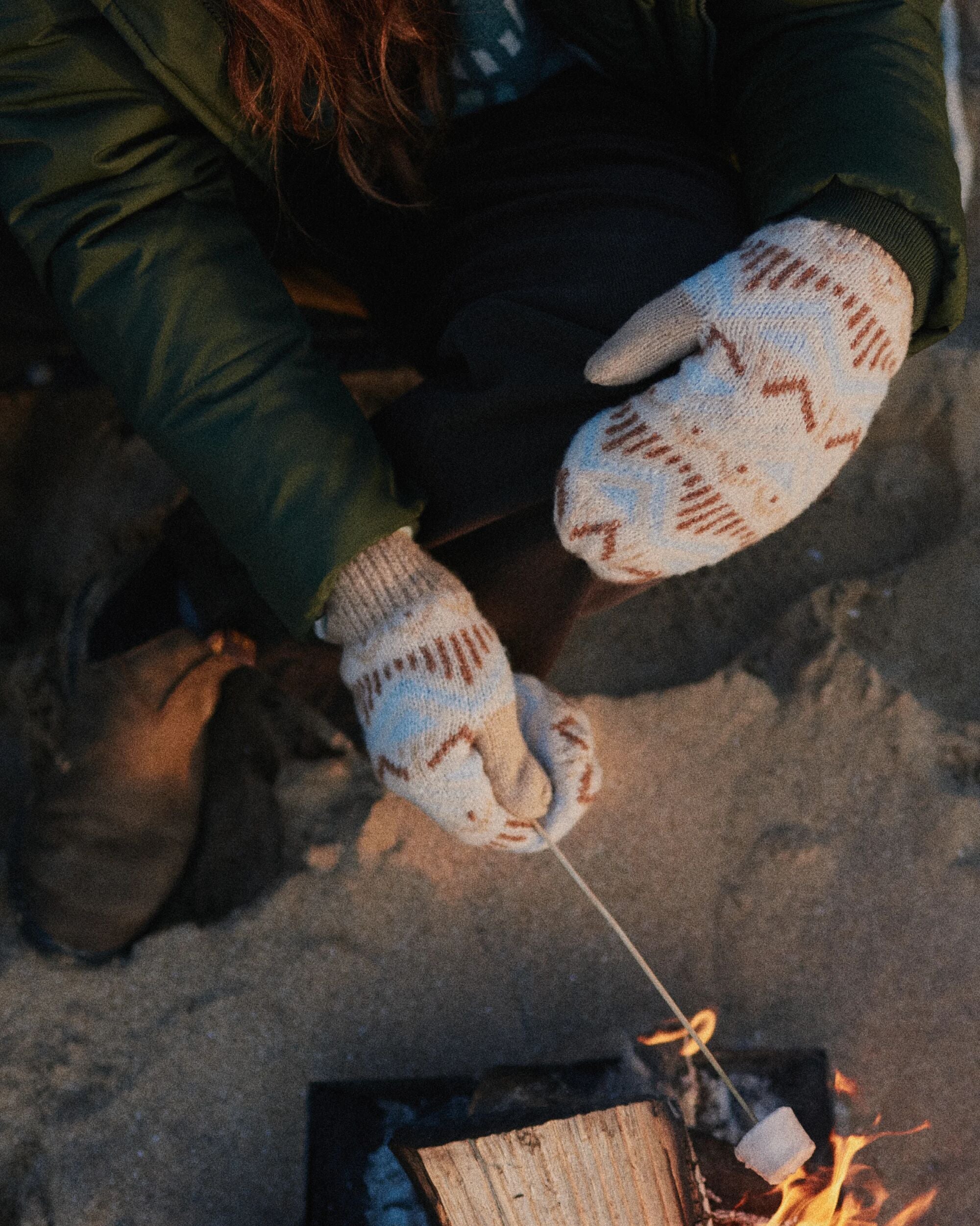Nettle Recycled Fleece Lined Mittens - Birch - Lifestyle