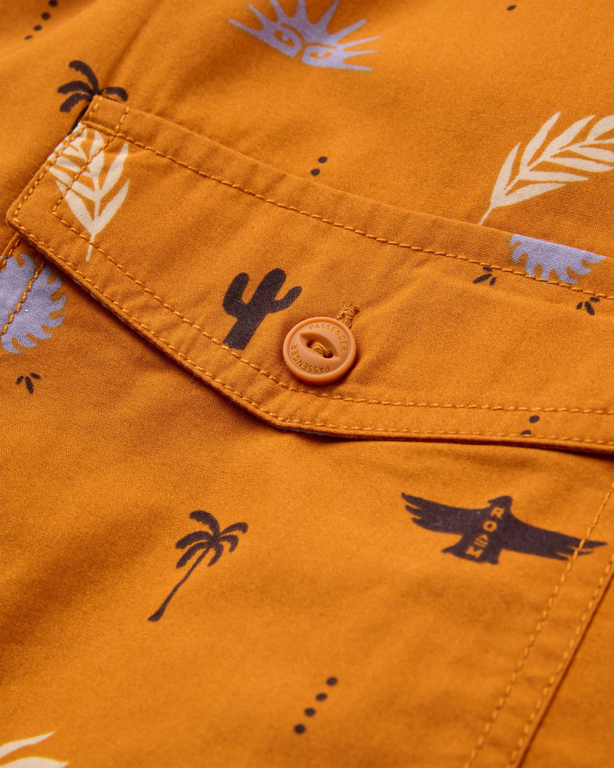 Acreage Organic Cotton Shirt - Sundial Retro Orange - Flatlay