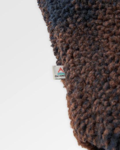 Cloudy Recycled Deep-Pile Sherpa Fleece Shirt - Chestnut/Deep Navy Check - Flatlay