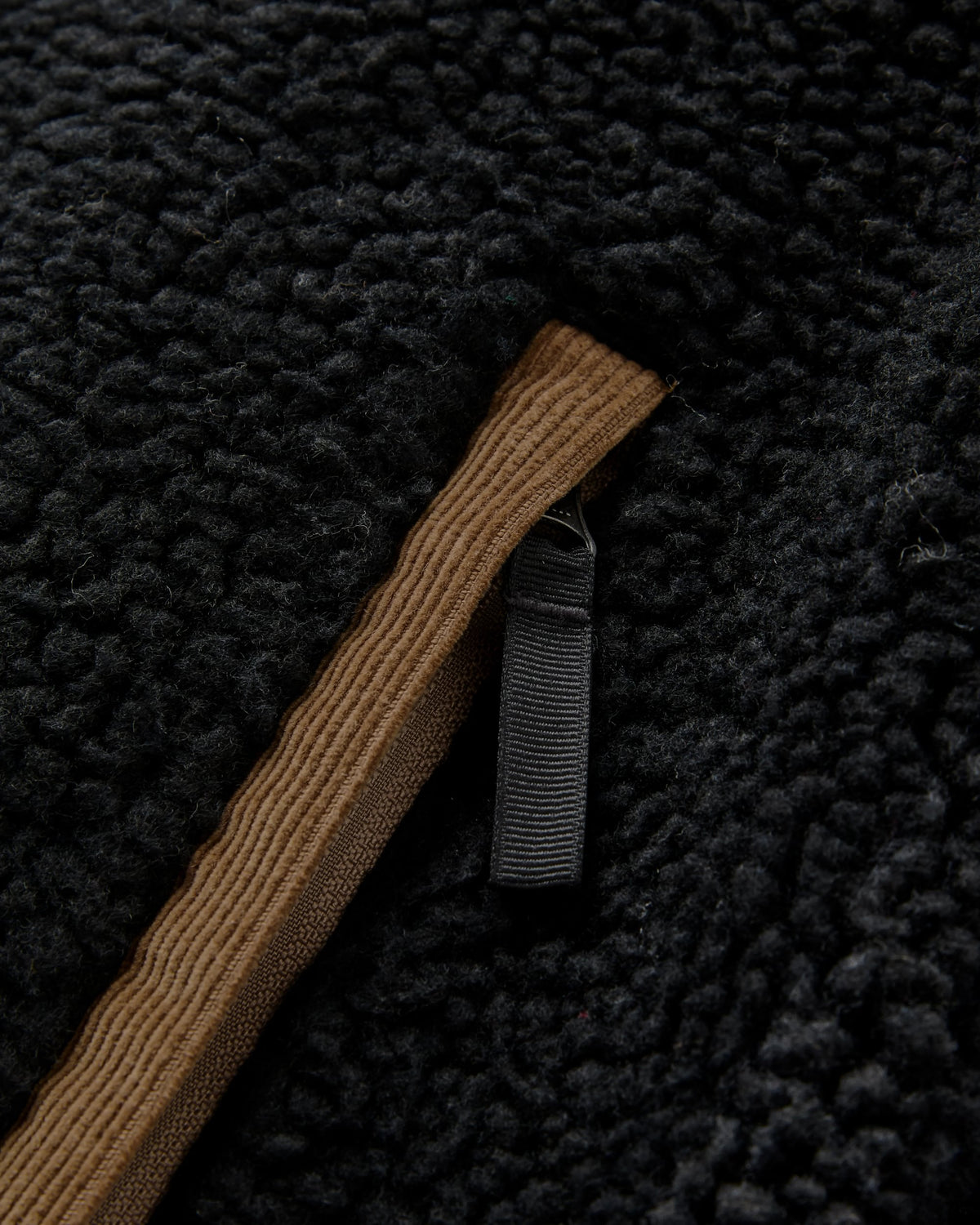Trekker Hooded Deep Pile Sherpa Jacket - Black - Flatlay