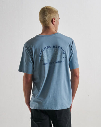Horizons T-Shirt - Faded Denim - Studio Model