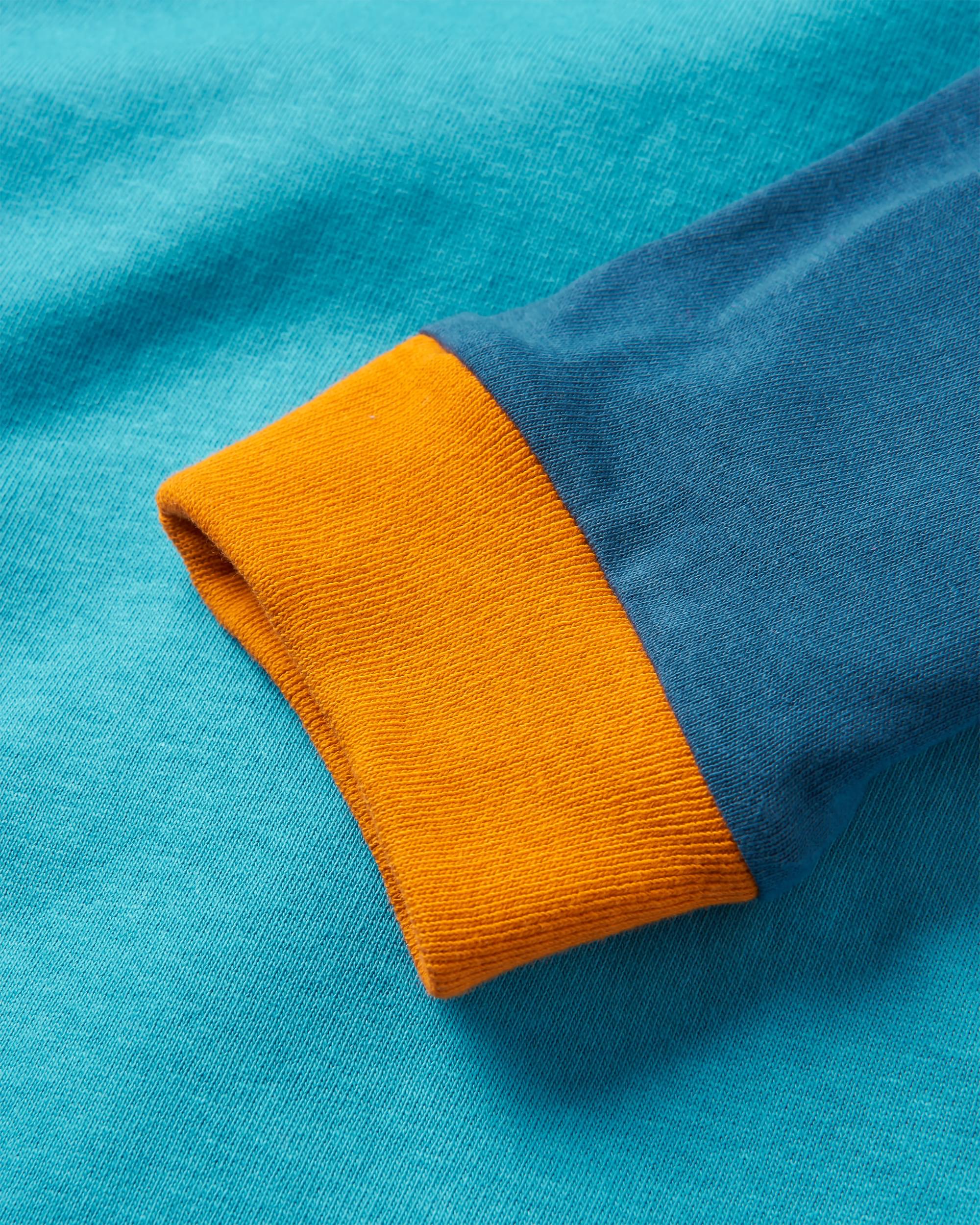 Riser Recycled Cotton LS T-Shirt - Atlantic Blue - Flatlay