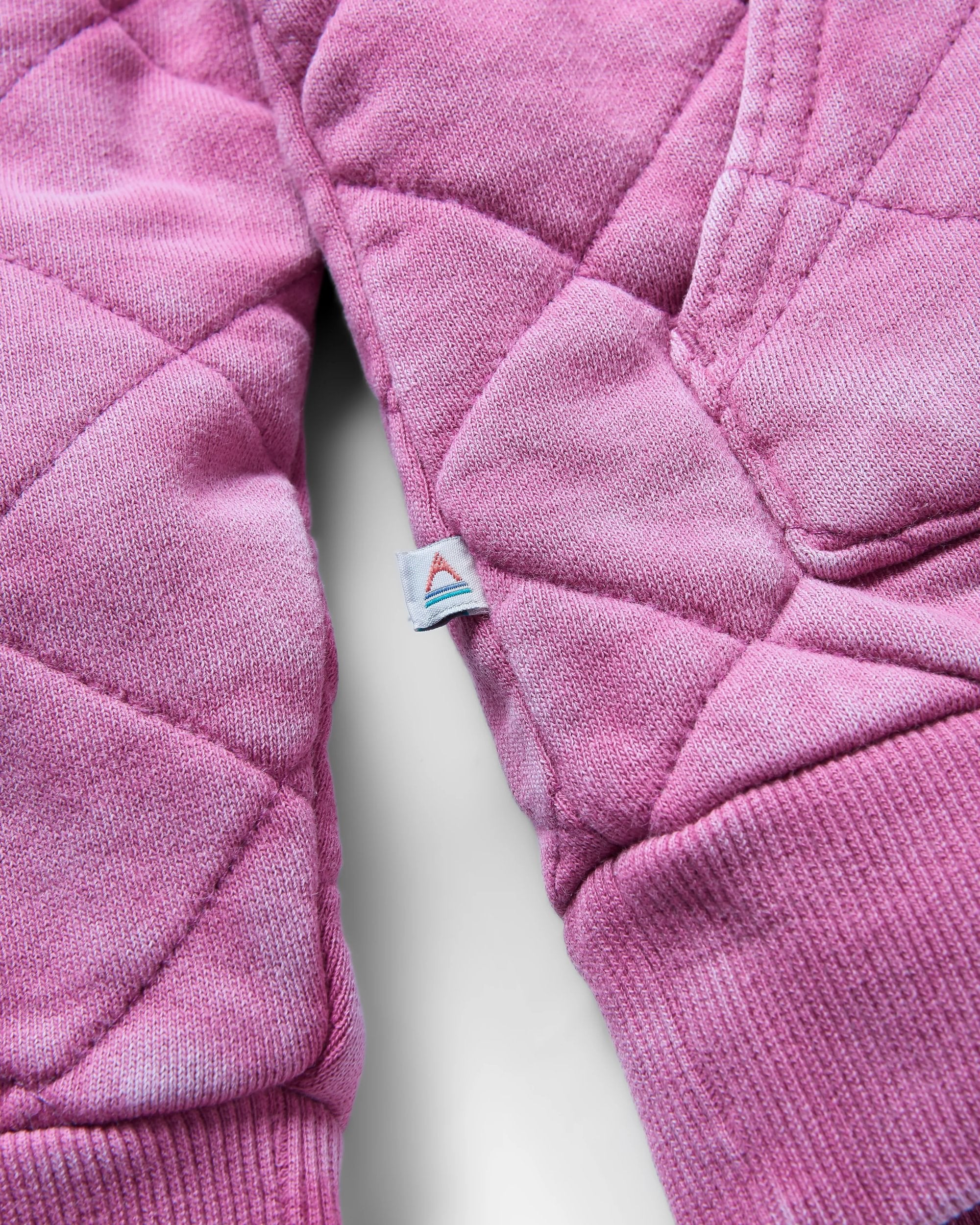 Clementine Recycled Quilted Popper Up Hoodie - Mauve Haze - Flatlay