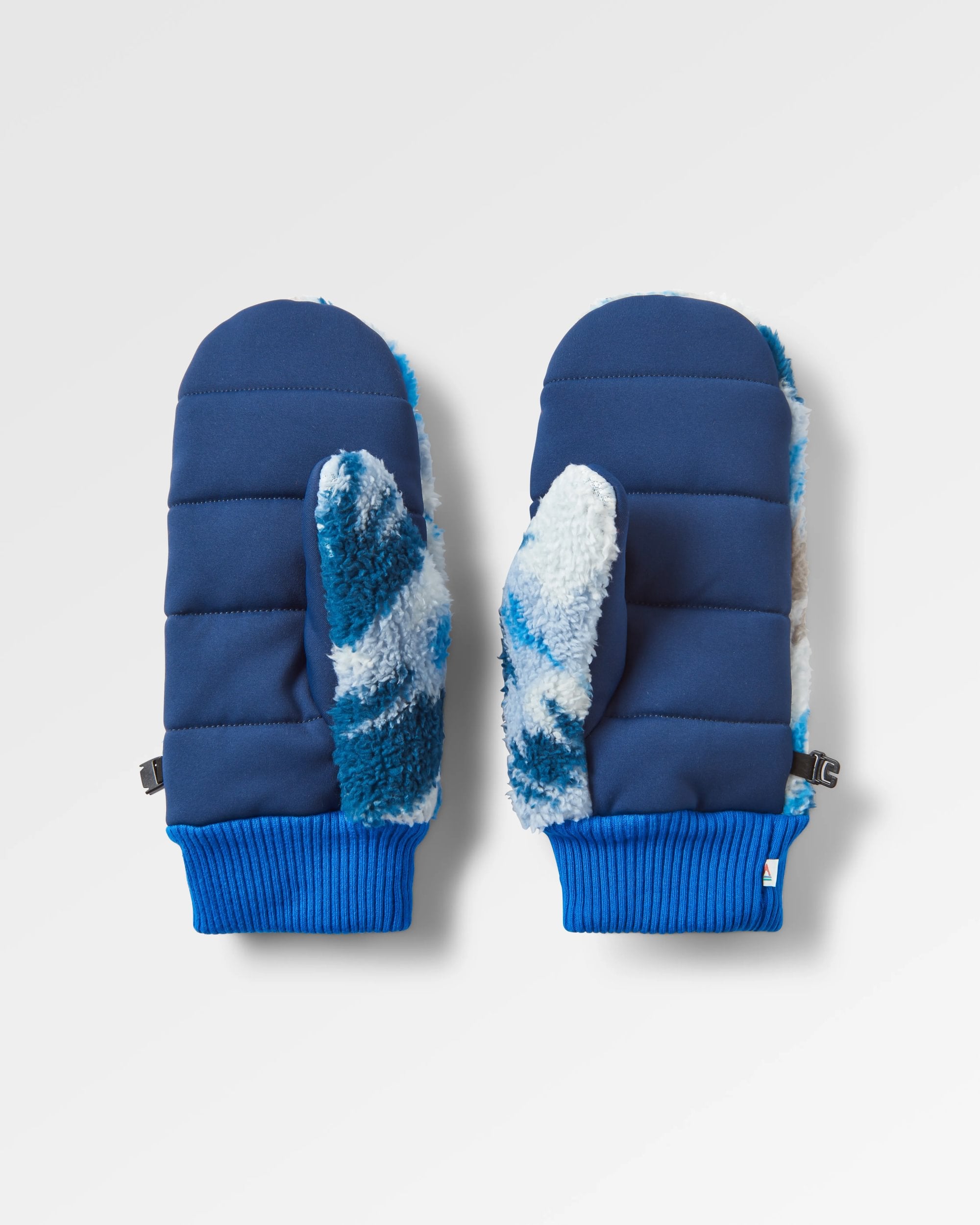 Avalanche Recycled Sherpa Mittens - Abstract Mountain Blue Steel - Flatlay