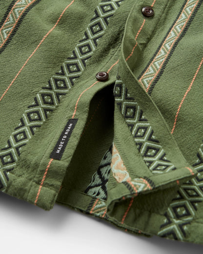 Voyage Jacquard Shirt - Wild Green Stripe - Flatlay
