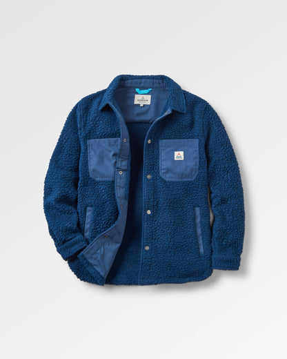 Rappel Recycled Sherpa Oversized Shirt - Dark Denim - Flatlay